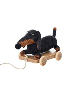 small dachshund pull toy dog car